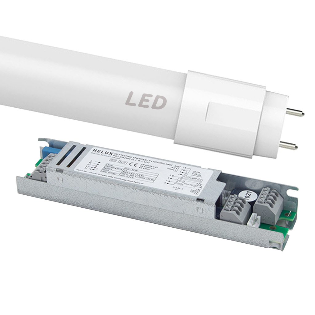 HOT SET elemento di soccorso con batteria ad asta - per tubo LED installazione nella lampada - HOT KM100S LT SET S