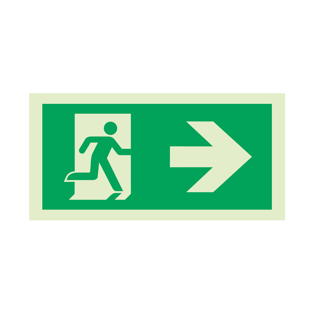 Rettungswegschild 19.5 m Pfeil rechts - Wandaufbaumontage - N300IPR