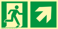 Rettungswegschild 9.75 m Pfeil rechts oben - Wandaufbaumontage - N150IPRO