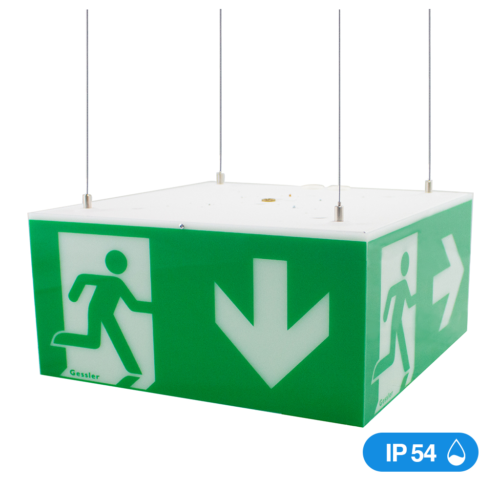 [18014] Cube de signalisation W35 IP54 - montage plafond à corde 3.0 m - W35S1230L10_IP54