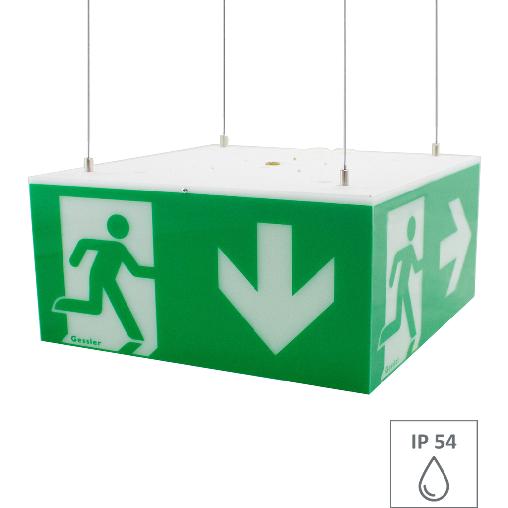 [18014] Cubo segnale di soccorso W35 IP54 - montaggio soffitto a corde 3.0 m - W35S1230L10_IP54