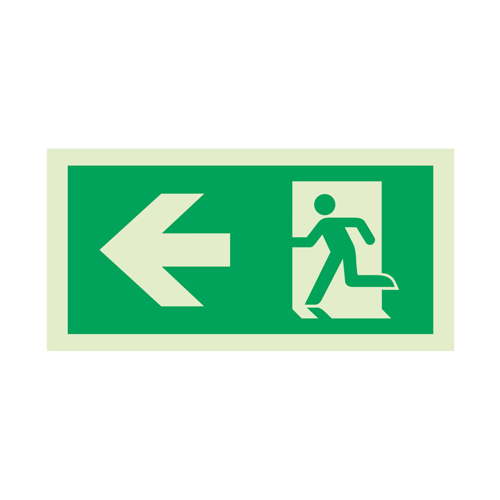 [19724] Rettungswegschild 9.75 m Pfeil links - Wandaufbaumontage - N150IPL