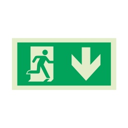 [19726] Rettungswegschild 9.75 m Pfeil unten - Wandaufbaumontage - N150IPU