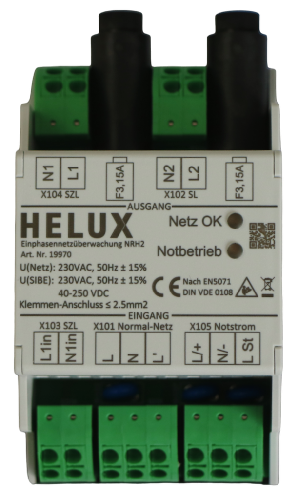 [19970] Einphasennetzüberwachung - Hutschienenmontage - NRH2 Relais 